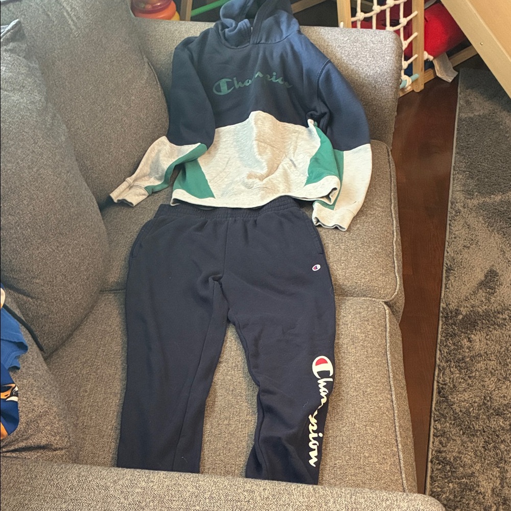 Champion Kids Navy and Teal Sweatpants Set
